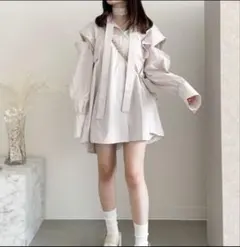 1579. Heather カットショールダー BIGシャツ ワンピ 2way