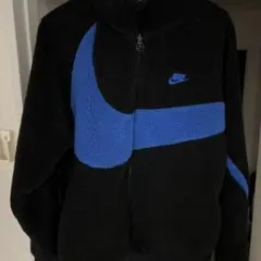 NIKE ビッグスウッシュ ボアジャケット ブラック×ブルー