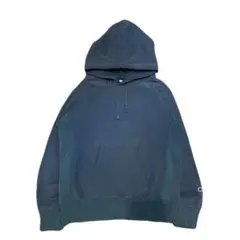 Champion 目無し リバースウィーブ パーカー M ブルー　単色タグ