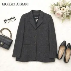 GIORGIO ARMANI ツイード テーラードジャケット レディース 黒のサムネイル
