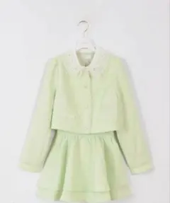 evelyn 襟ビジューツイードセットアップ グリーン