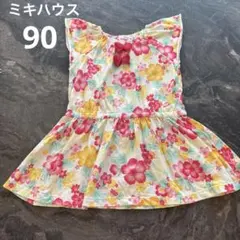 ミキハウス【90】ハイビス柄チュニックワンピースのサムネイル