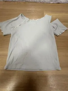 オフショルダー リブ 半袖トップス ライトグレー☆majestic legon