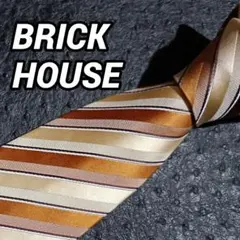 BH1003 ◆ BRICK HOUSEストライプパンプキン×クリーム系ネクタイ