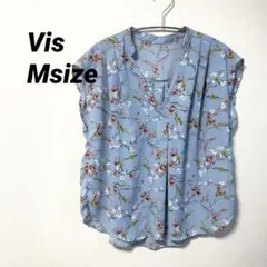 vis フラワー スキッパーブラウス 花柄 フレンチスリーブのサムネイル