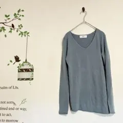 Azul by moussy /Vネック長袖ニット くすみブルー S
