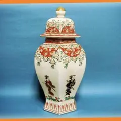 伊萬里 金蘭手 骨董品 赤絵 花瓶 花器 壺 古伊万里様式 手描き 古伊万里様式金欄手花篭図飾り六角壺｜有田焼 陶芸作家 藤井錦彩作