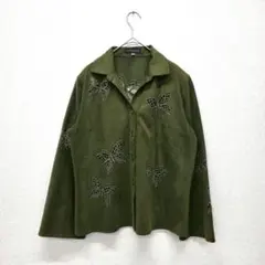 cestalniebeau ジャケット シャツ レザー 革 刺繍 蝶柄 緑 XL