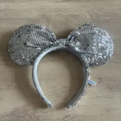 シルバー ミッキー型カチューシャ スパンコール　ディズニーカチューシャ