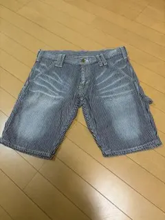 T.M.T ヒッコリーストライプ ペインターハーフパンツ Lサイズ ウエスト82のサムネイル