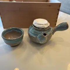 有田焼　青と茶色の急須と茶碗5客セット