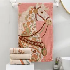 和柄 ガーゼタオル 綿麻風 吸水タオル 35×75cm。