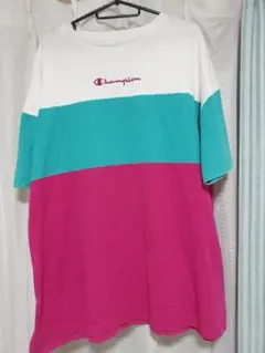 Champion チャンピオン Tシャツ マルチカラー 切替デザイン 半袖　古着