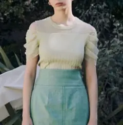 LAGUNAMOON ラグナムーン　ドレープスリーブシアーニットプルオーバー