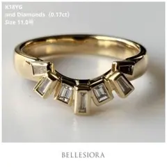 BELLESIORA♡テーパーバゲットカットダイヤモンドリング♡K18YG