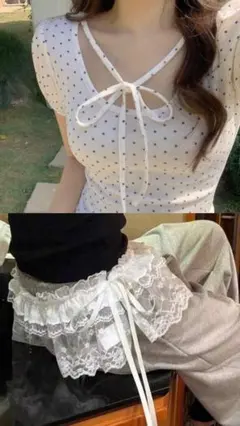 SHEIN レース フリルスカート レイヤード ホワイト