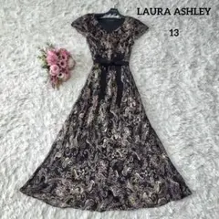 【極美品♡希少13】シルク100%ローラアシュレイ　ペイズリー柄マキシワンピース