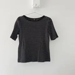 UNIQLO 2025 リブ Tシャツ ボーダー