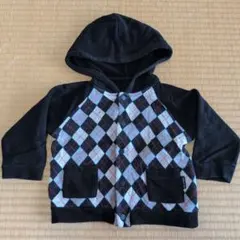 コムサイズム　ダイヤモンドパターンフード付きパーカー 80cm　男の子　女の子