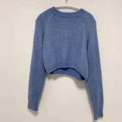 GRL ライトブルー クロップドニットセーター