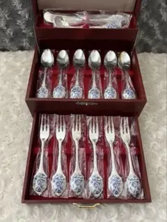 陶器の装飾　カトラリー セット　スプーン＆フォークセット〈12本セット〉※