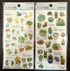 大人の図鑑シール・ステッカーセット 多様なイラスト　レア　多肉植物、ハーブ含む 大人の図鑑シール ハーブ・多肉植物イラストシールセット - メルカリ