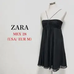 美品ZARAお手入れ簡単♪ キャミワンピースドレス シアー ギャザー M