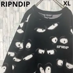 RIPNDIP リップンディップ 長袖 ニット セーター 総柄 目 XLブラック