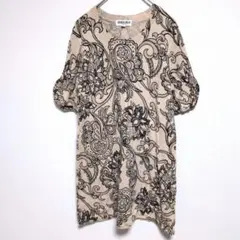 【美品】ジョルジュレッシュ ペイズリー柄 5分袖 ニット チュニック コットンのサムネイル