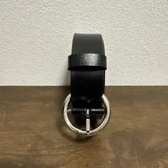 ブラックレザー ベルト 円形バックル