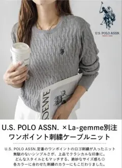 U.S. POLO ASSN. ロゴ刺繍 ケーブルニット ユニセックス Lサイズ
