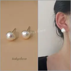 本真珠　天然バロックパール　ピアス