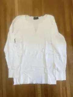 メンズ】JOHN SMEDLEY ホワイト長袖カットソー　コットン　スキッパーのサムネイル