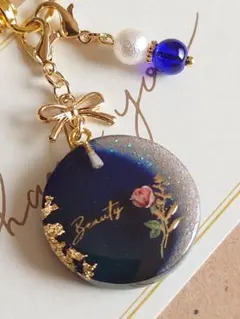 333 レジンキーホルダー ハンドメイドチャーム ゴールド