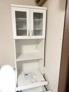 全身鏡つき 棚 ホワイト キャスター付き - メルカリ