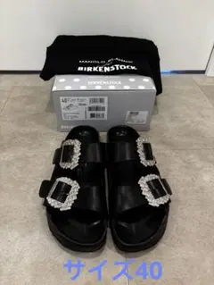 【新品】マノロブラニク×ビルケン アリゾナ サンダル ブラック 黒　24.5 ビルケンシュトックがマノロ ブラニクと初コラボ クリスタルを