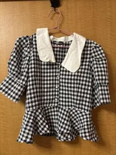 k*様 miu miu ドット柄 半袖ブラウス フリル襟 - メルカリ