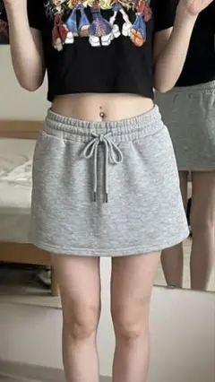 ミニスカ/スカパン グレー 楽ちんスウェット素材のサムネイル