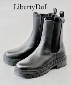 LibertyDoll 「軽量厚底 トラックソールサイドゴアブーツ」ブラック