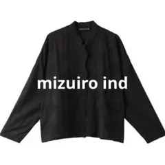 mizuiro ind /ミズイロインド　レーススタンドカラーワイドシャツ　黒