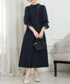 【新品タグ付】LACE LADIES キャンディ袖ドレスワンピース お呼ばれのサムネイル