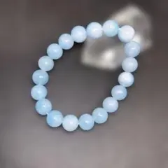 【3A】天然石パワーストーン　アクアマリンブレスレット　10㎜ 女性用