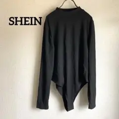 SHEIN 黒のリブ　ハイネック長袖ボディスーツ