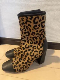 レオパード柄 ニット ショートブーツのサムネイル