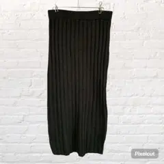 50147 アズールバイマウジー ロングニットスカート 黒 L ウエストゴム