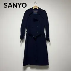 SANYO ネイビー ダブルブレスト ロングコート