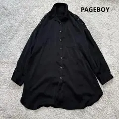 ページボーイ　PAGEBOY スナップサテンチュニックシャツ　ブラックのサムネイル
