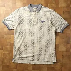 90s リーボック　総柄　刺繍ロゴ ポロシャツ　アイボリー　オーバーサイズのサムネイル