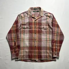 80〜90s 緑タグ ラルフローレン マドラスチェック オープンカラーシャツ