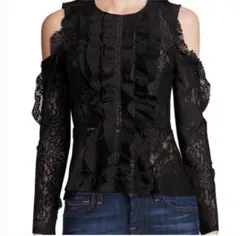BCBGMAXAZRIA レース長袖トップス ブラック Mのサムネイル